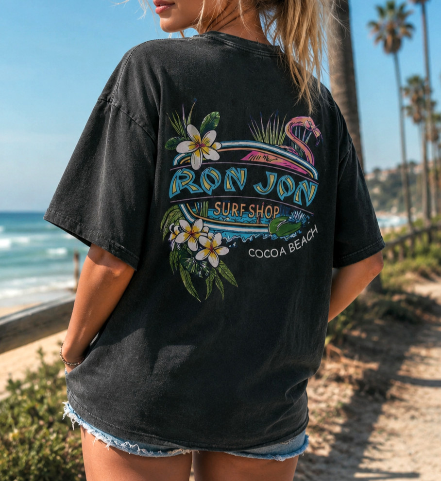 Ron Jon Surf Shop Cocoa Beach Graphic T-Shirt Women Vintage Beach Vacation