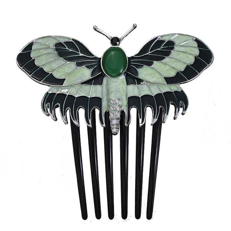 Vintage Titanic Hair Comb with Rose & Butterfly Charms Hairpin Accessory Gift