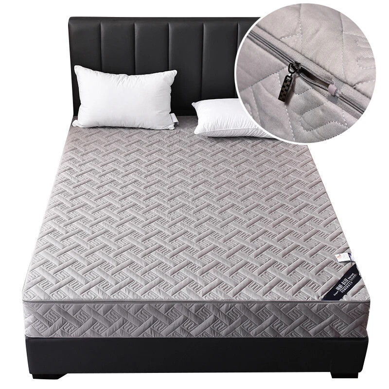 Luxury Quilted Mattress Cover with Zipper Fitted Sheet Six Sides Mattress Pad