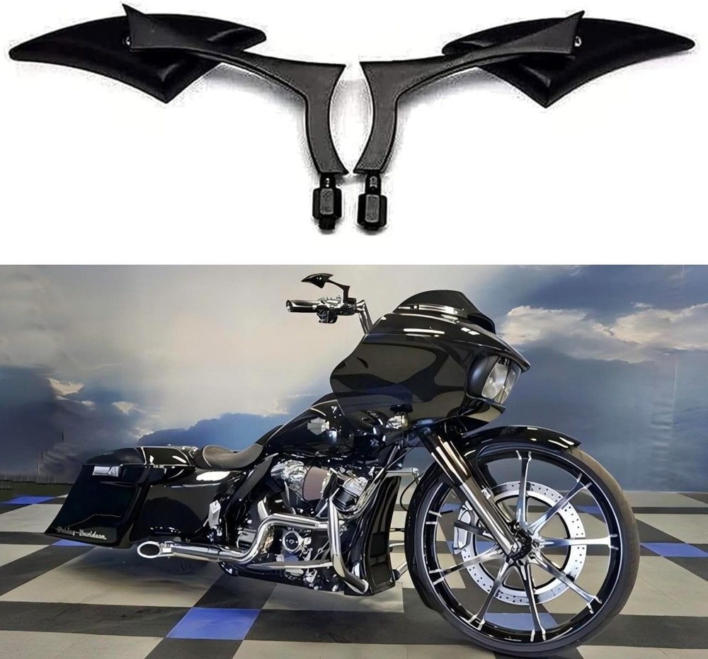 8mm/10mm Black Universal Blade Motorcycle Rear View Mirrors for Harley Chopper