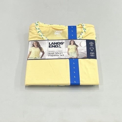 Lands' End Women's 2-Piece Knit Short Pajama Set, Yellow, Size L
