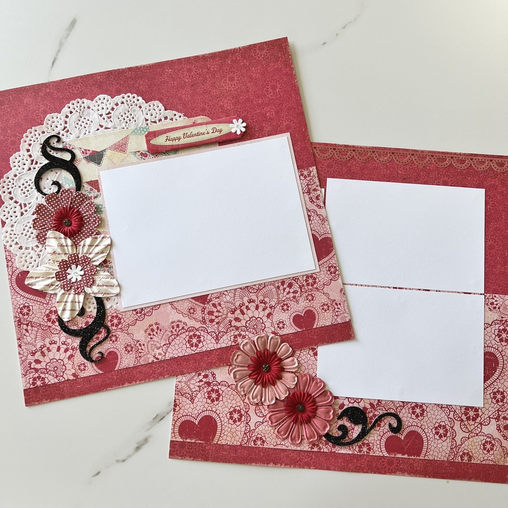 Premade Scrapbook Pages 12x12 - Happy Valentine's Day