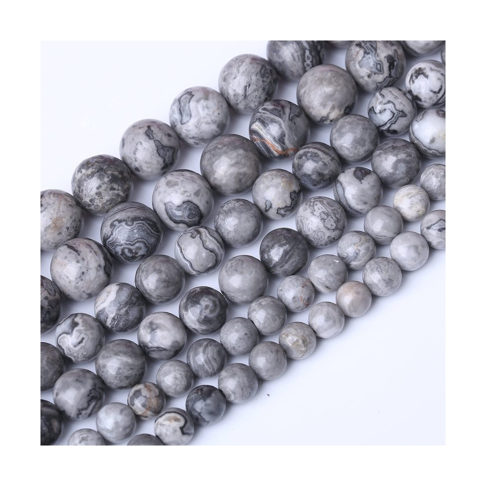90PCS 4MM Grey Map Stone Beads Natural Gemstone Healing Crystal Energy Jewelry