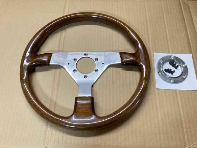 Momo Wood Steering Wheel, Approx. 35cm USED FROM JAPAN