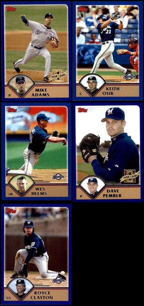2003 Topps Traded Brewers Almost Complete Team Set 8 - NM/MT 6915106