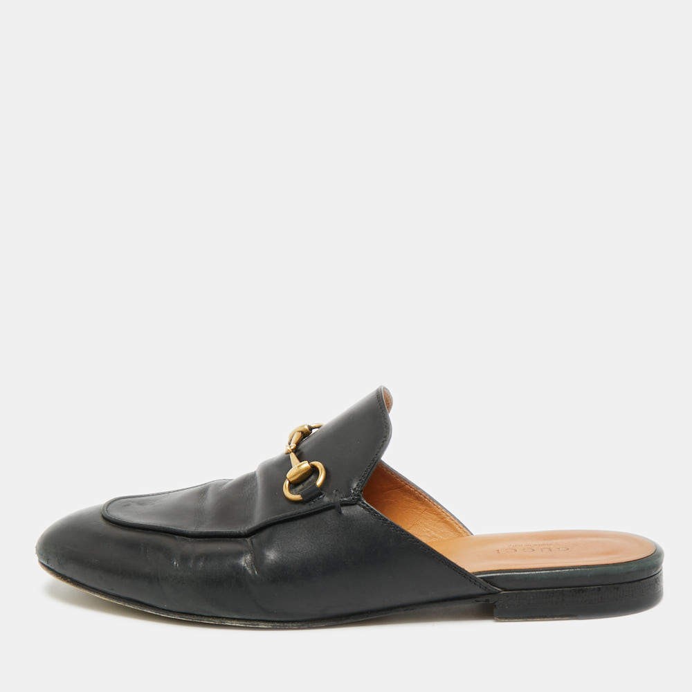 Gucci Princetown Size 39 Black Leather Flat Mules