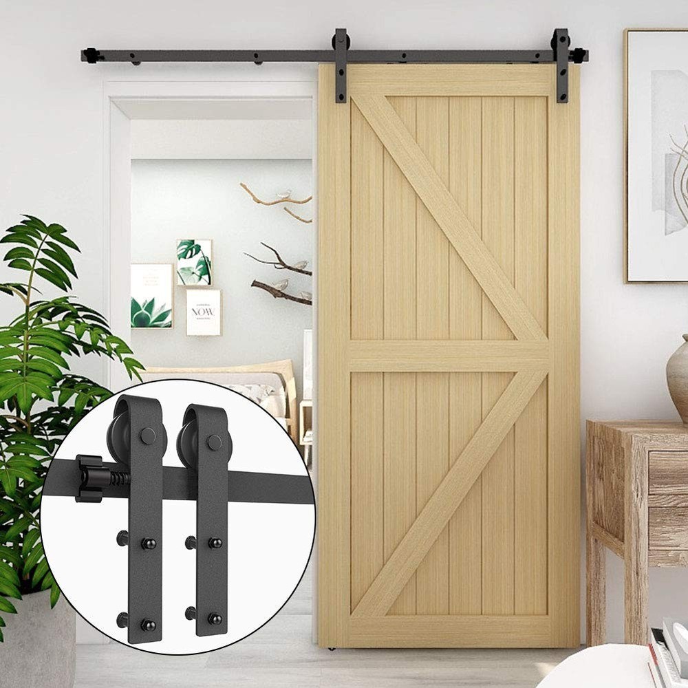6FT Heavy Duty Sliding Barn Door Hardware Kit for Single Wood Door