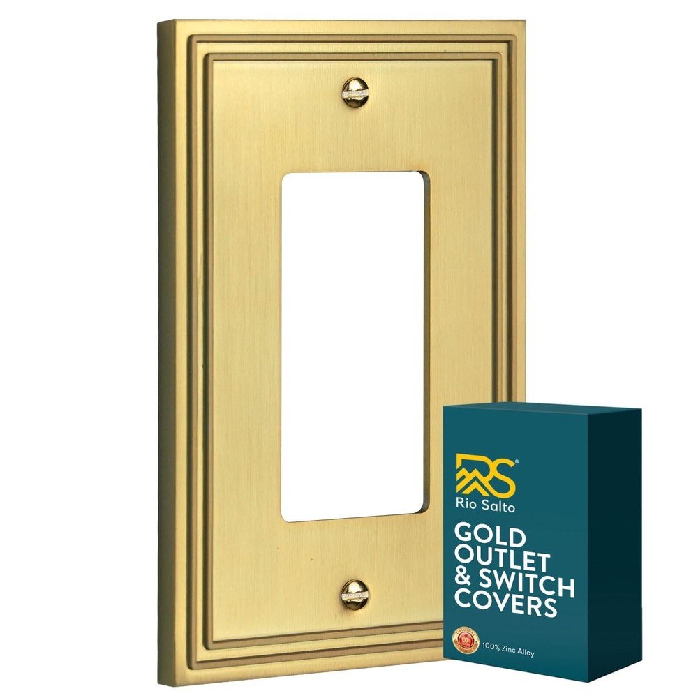 Imperial Collection Brushed Brass Gold Rocker Light Switch Plate, 1-Gang 5
