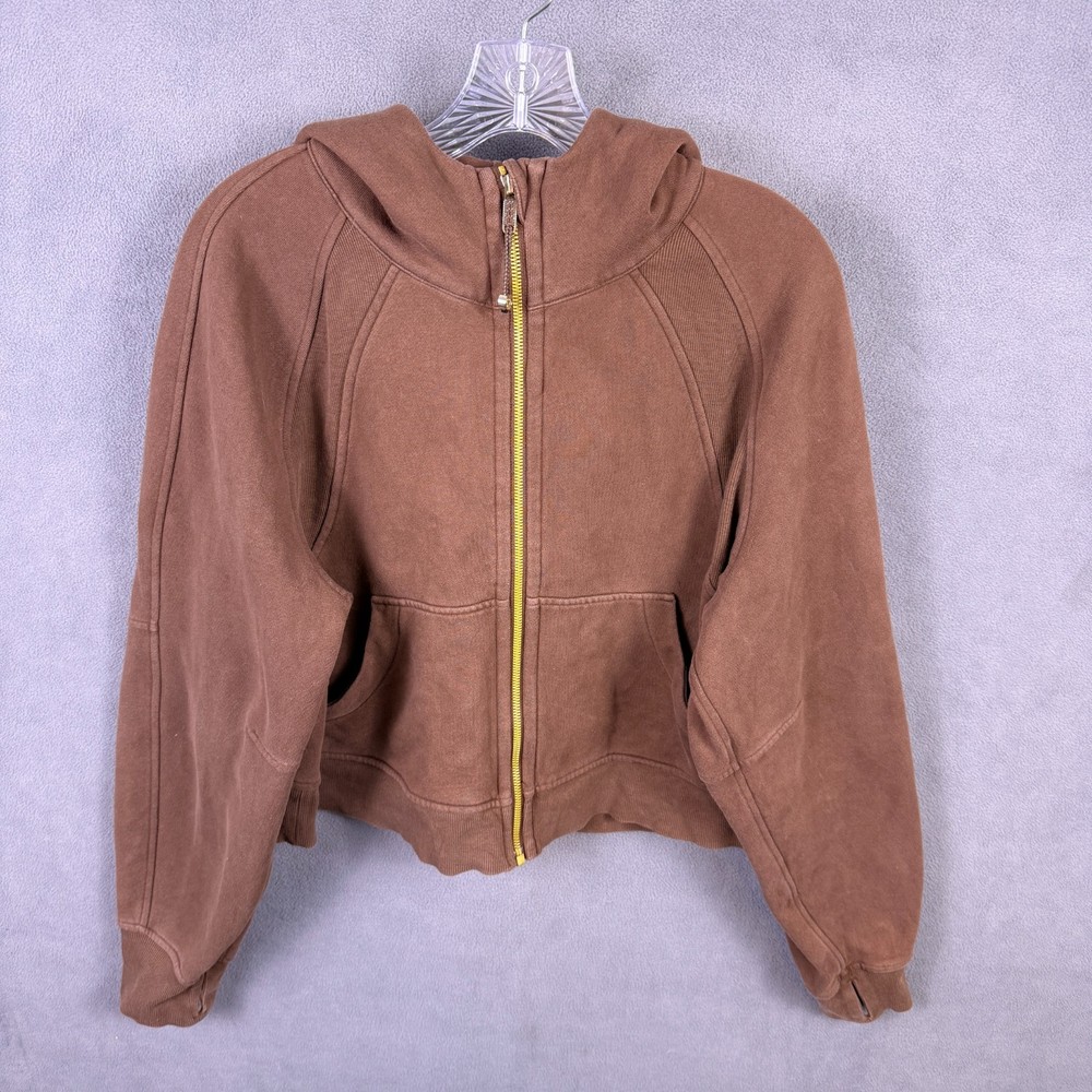 Lululemon Scuba Full Zip Hoodie Women’s Cropped Oversized Java Jacket M/L EUC