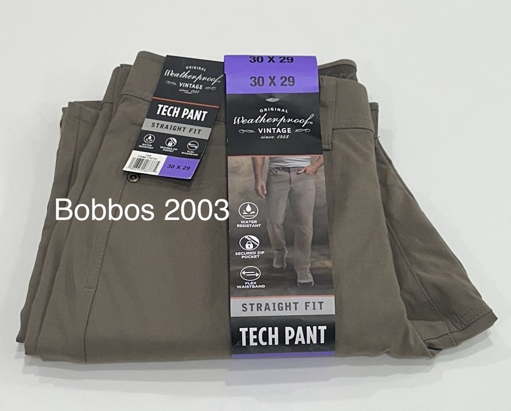 Weatherproof Vintage Men's Straight Fit Tech Pants, Tan, Size 30X29