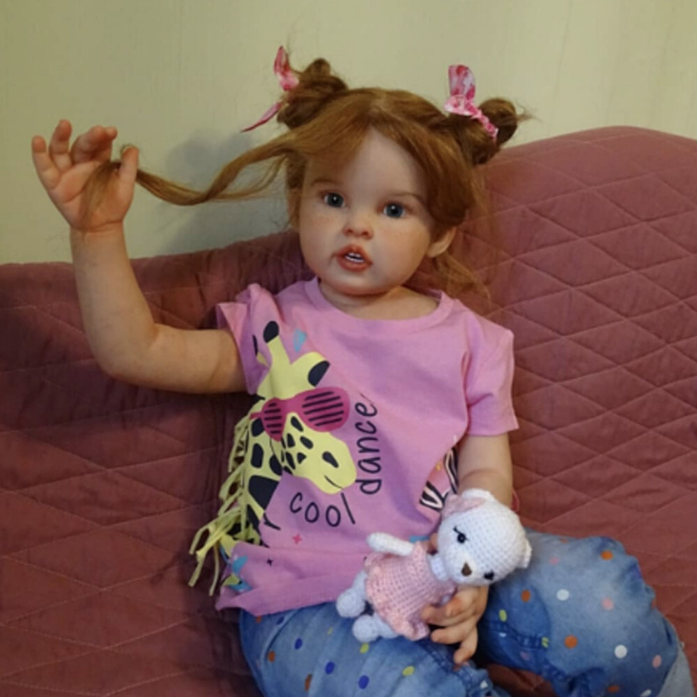 Cressida Reborn Doll Rooted Hair Toddler Girl 30inches Cloth Body Handmade Gift