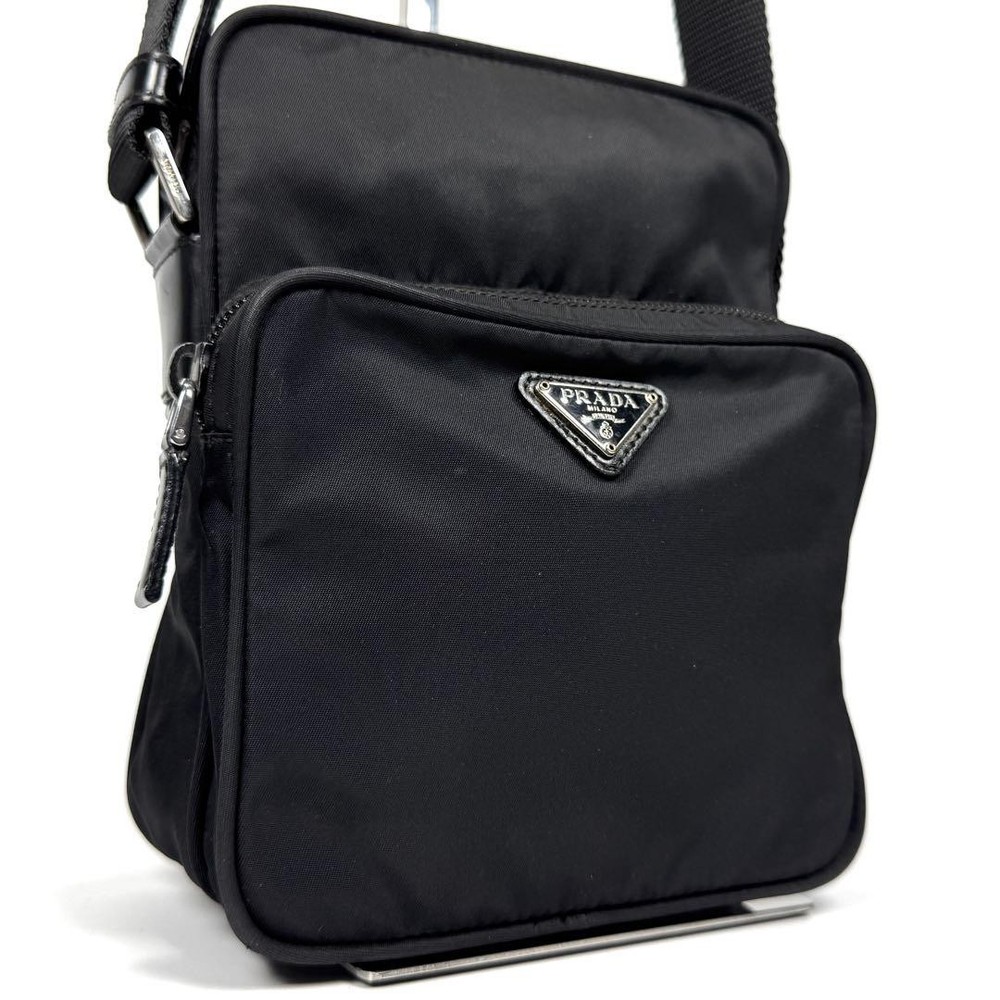 PRADA Nylon Shoulder Bag with Triangle Logo Crossbody Japanese Import