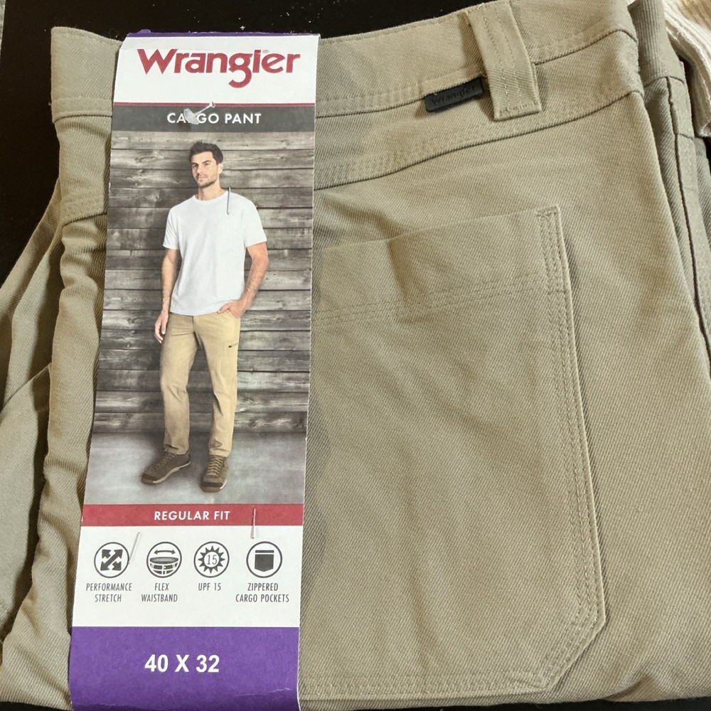 Wrangler Cargo Pants Tan Regular Fit Size 40x32 – New with Tags