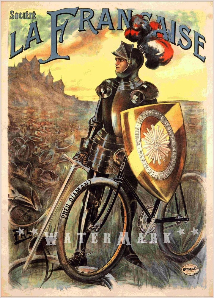 1898 French Bicycle Vintage Poster Print Cycles La Francaise Advertising  