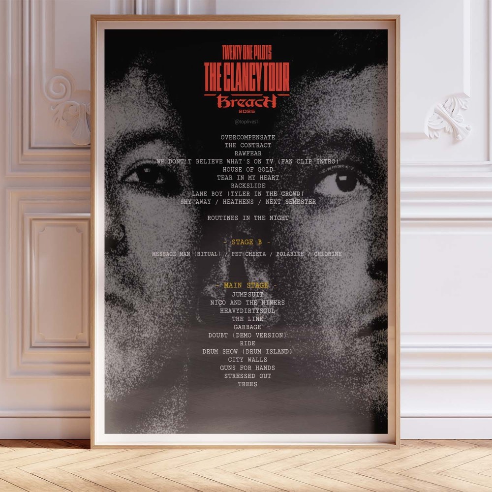 Twenty One Pilots The Clancy Tour Poster Wall Art A0 Large Print Decor Minimalis