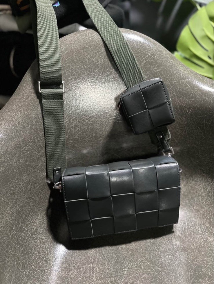 Bottega Veneta Casette Intrecciato Olive Green Cross Body Bag