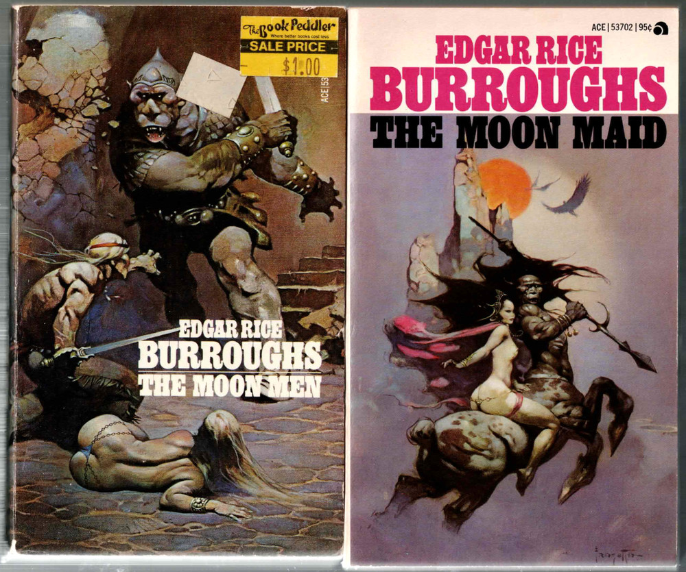 RARE ! Lot of 2 SCi Fis by Edgar Rice Burroughs Vintage PBs Moon Maid & Moon Men