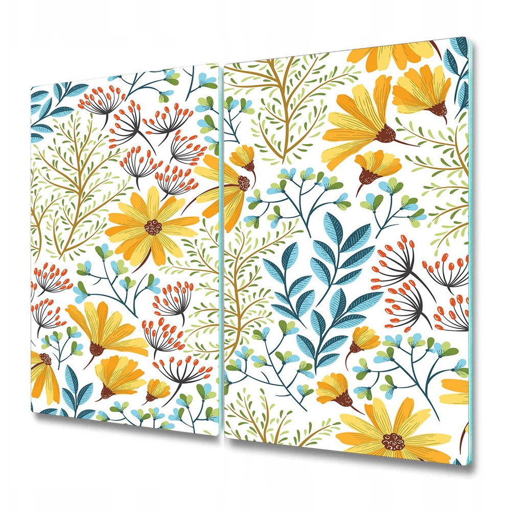 Glass Chopping Board Worktop Saver bohemian spring floral Stylish Vintage style