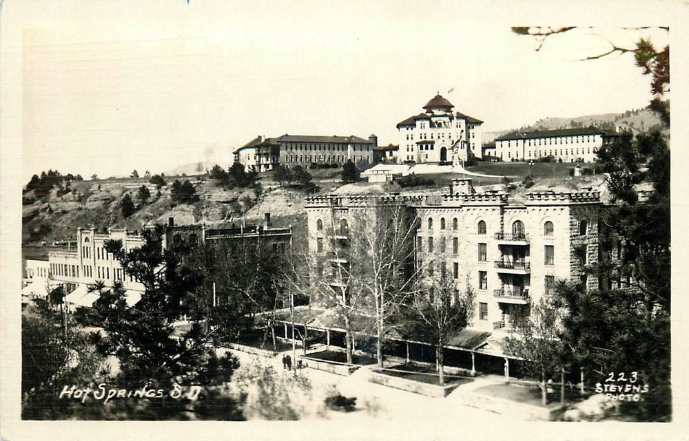 1920s Hot Springs South Dakota Steven's Studios Birdseye RPPC Postcard 26-2181
