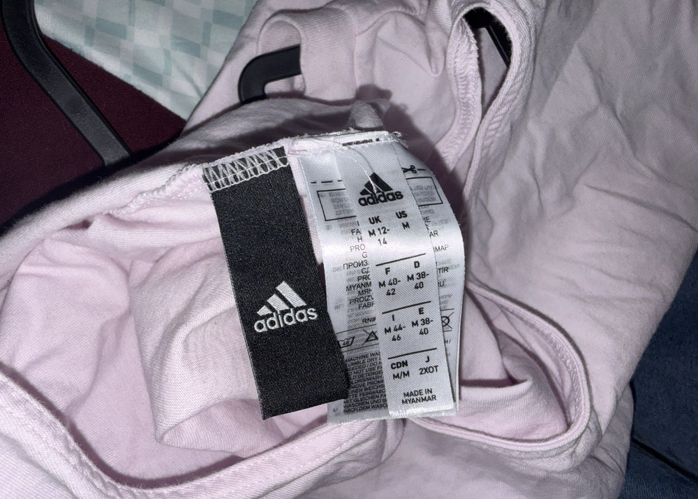 adidas Women's Light Pink Cropped Activewear T-Shirt Crew Neck Size M