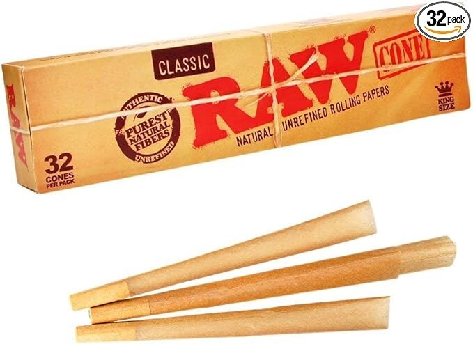 Natural King Size Raw Classic PreRolled Cones 32 Pack