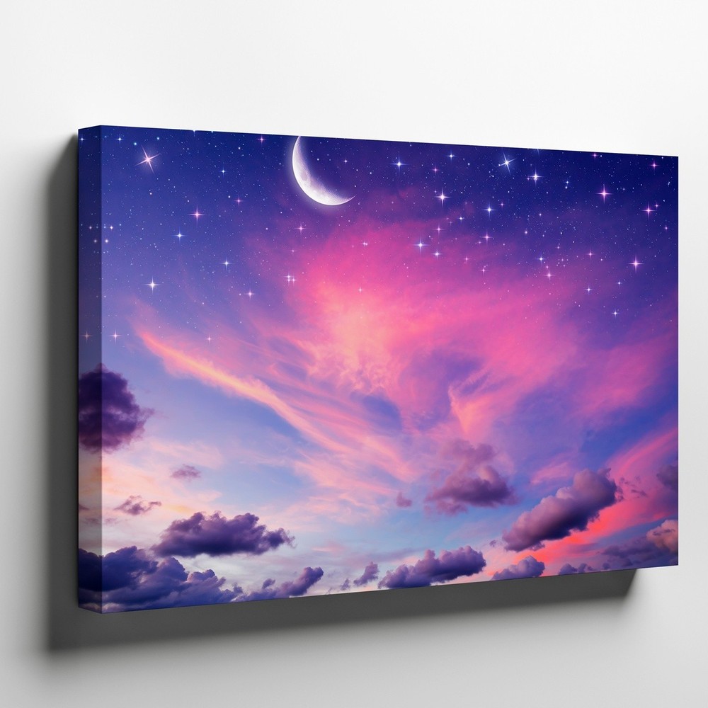 Dreamy Cosmic Scene Unfolds With Vibrant Hues Of Deep Blue Wall Art Canvas Print
