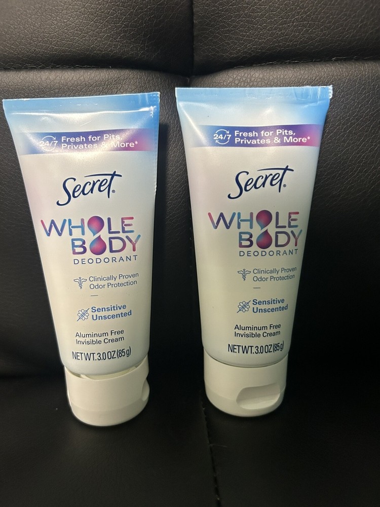 LOT OF 2 Secret Women's Whole Body Aluminum Free Deodorant Clear Cream 3.0oz