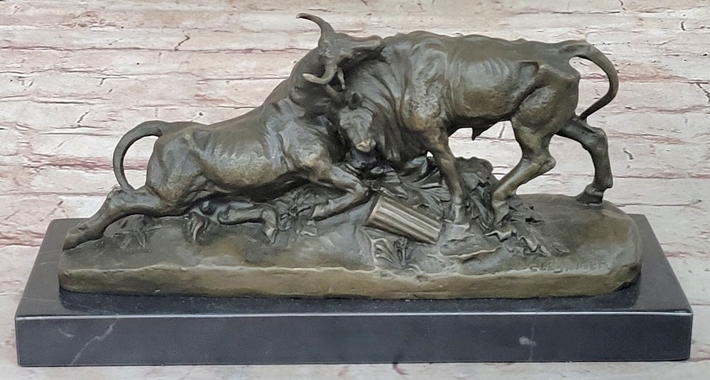 Art Nouveau Clesinger European Finery bronze Two Bulls sculpture 10
