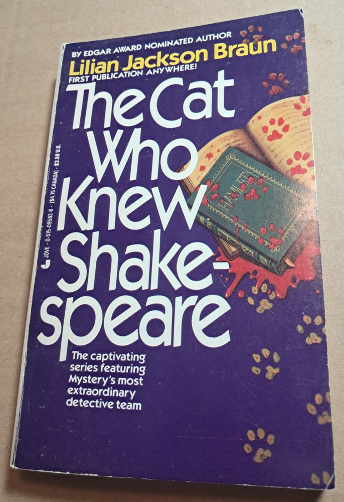 Lilian Jackson Braun Cat Who Knew Shakespeare Vintage Mystery 4th printing 1988