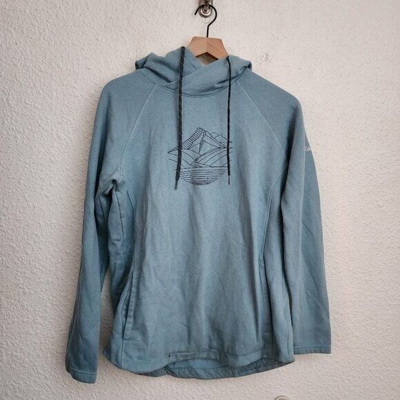 Columbia Mountain Graphic Printed Hoodie in Light Blue Women's Size Medium