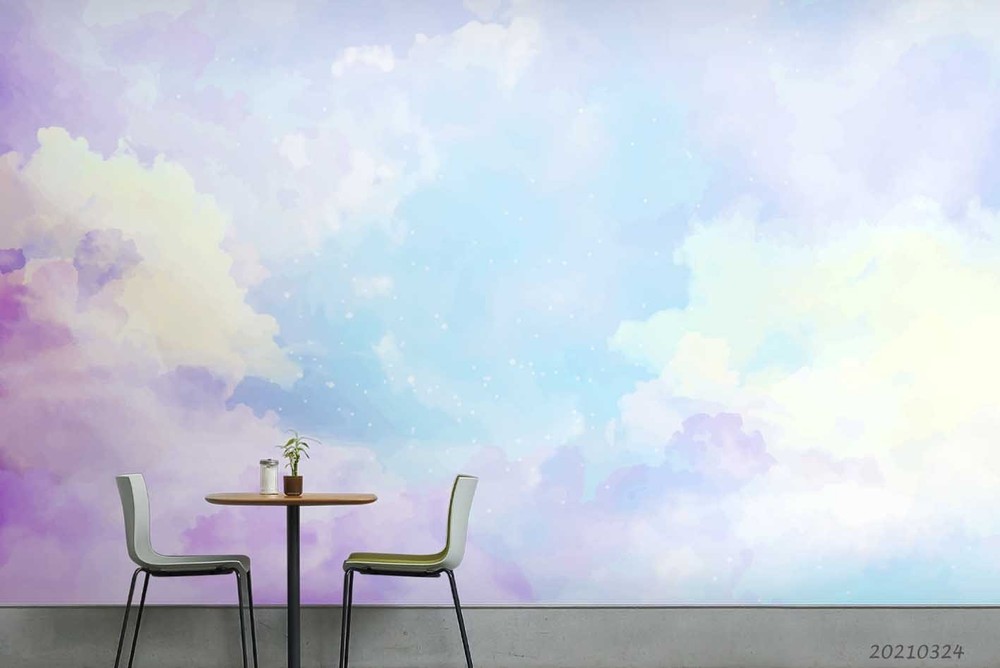3D Sky Clouds Watercolor Wall Murals Wallpaper Murals Wall Sticker 3
