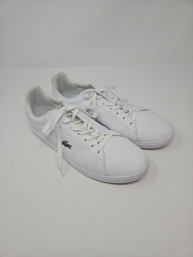 Lacoste Mens White Leather Sneaker, Size 11