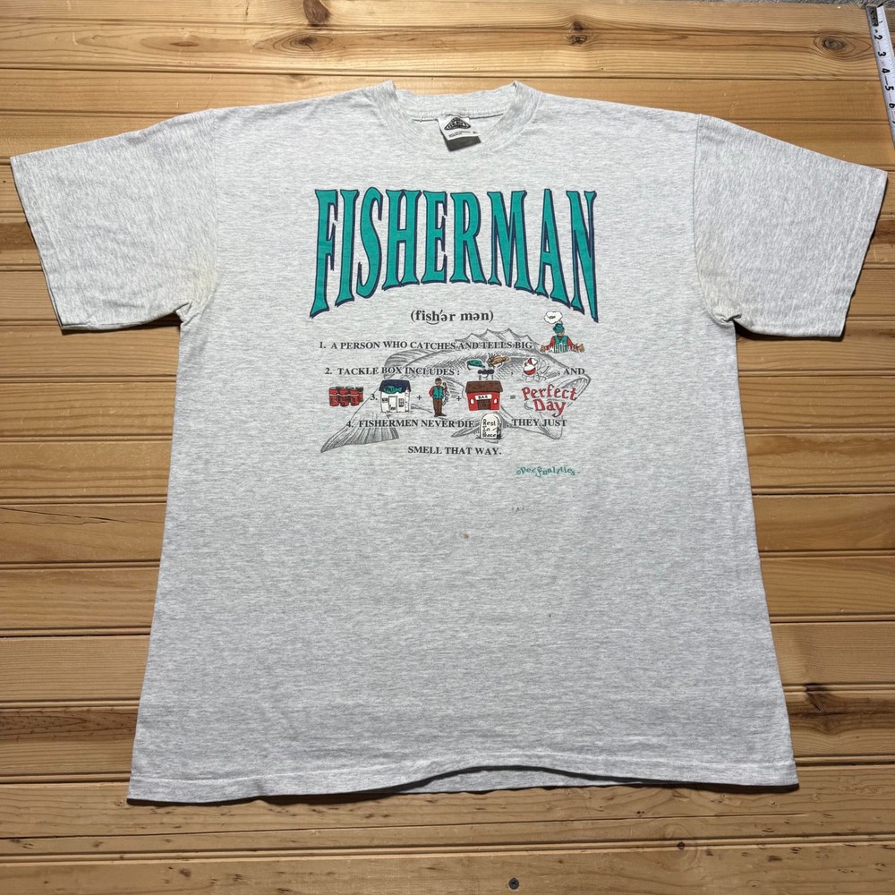 Vintage 90s Fisherman Definition Fishing Novelty Funny Humor Graphic T-Shirt XL