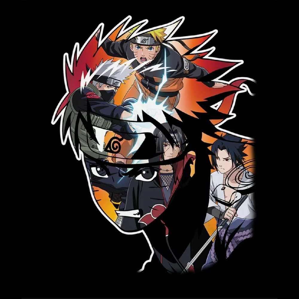Naruto Shippuden Tshirt Men's  Regular Fit Crew Neck Short Sleeve Size S Black