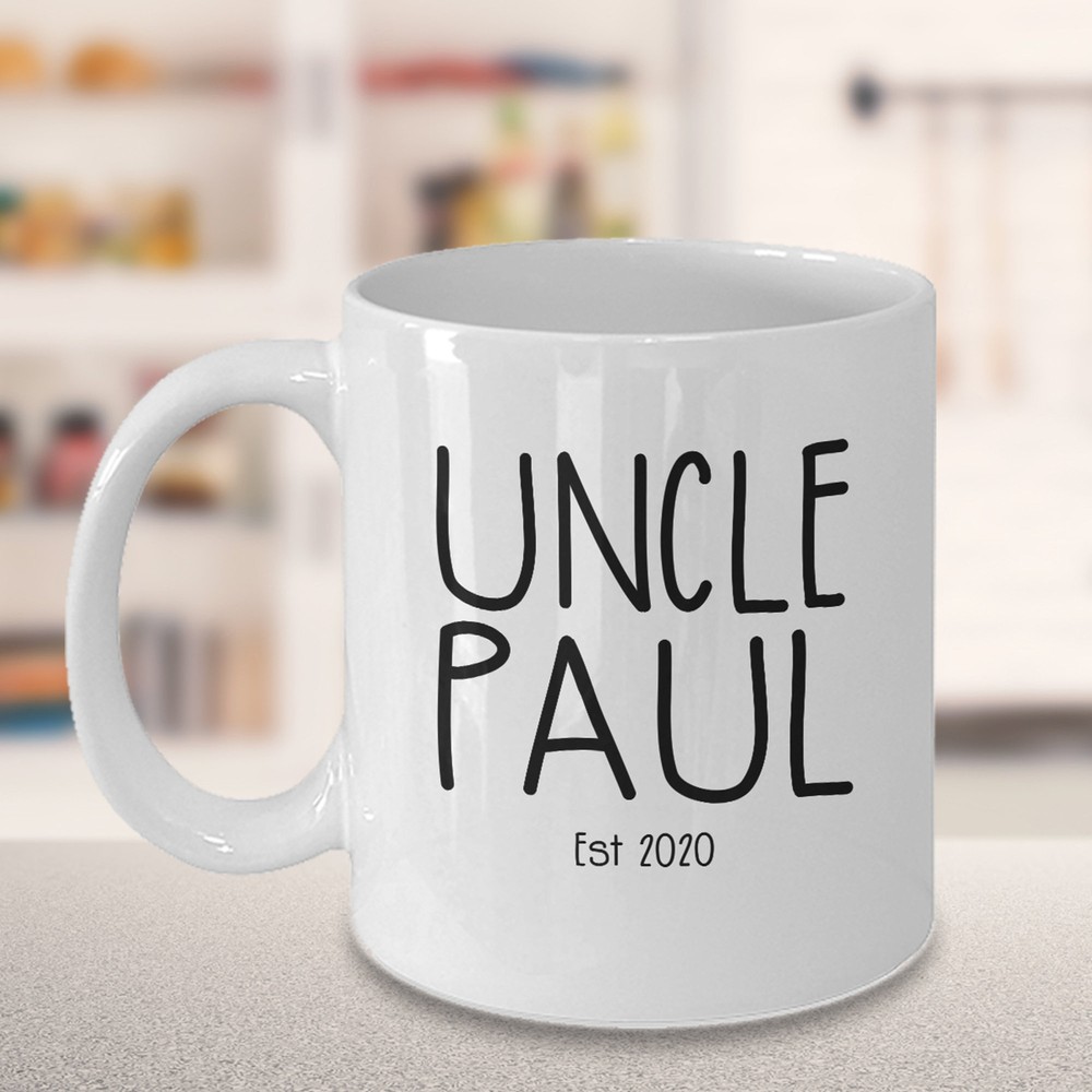 Personalize Uncle Coffee Mug Gift New Uncle Est 2020 First Niece Or Nephew Baby