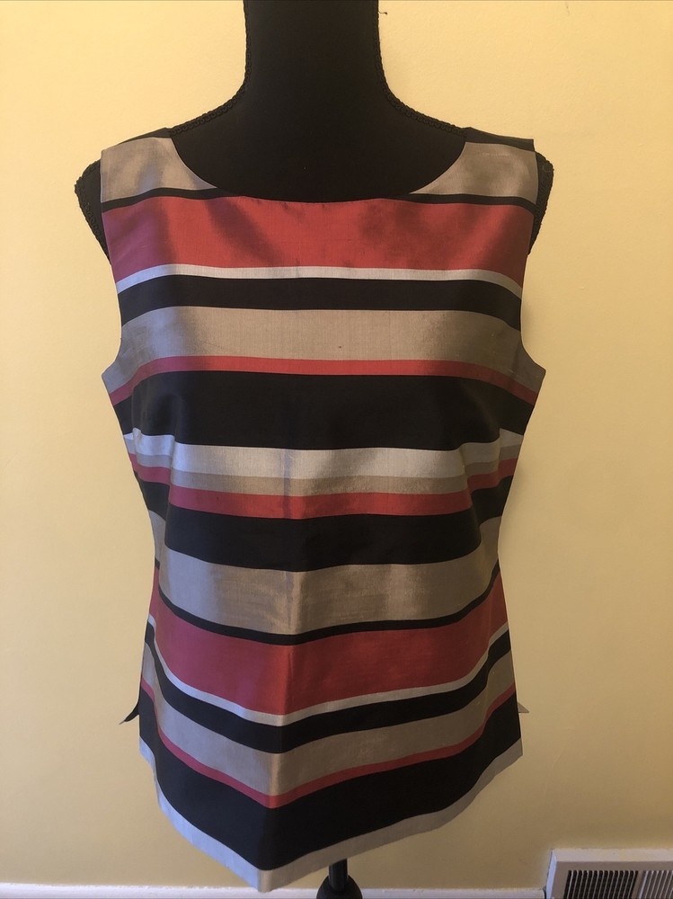 SALE ! Talbots Blouse Size 8 Stripped Shell Top Sleeveless Silk Casual