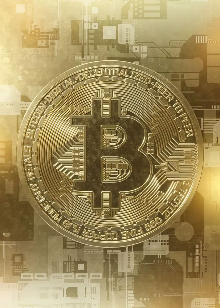 Abstract Golden Bitcoin Canvas Painting Nordic Modern Wall Art Poster and Print
