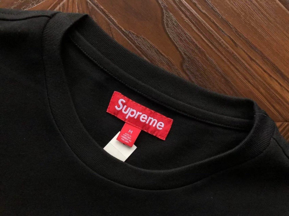 Supreme Black Long Sleeve Crew Neck Cotton Logo Men's T-Shirt Size M