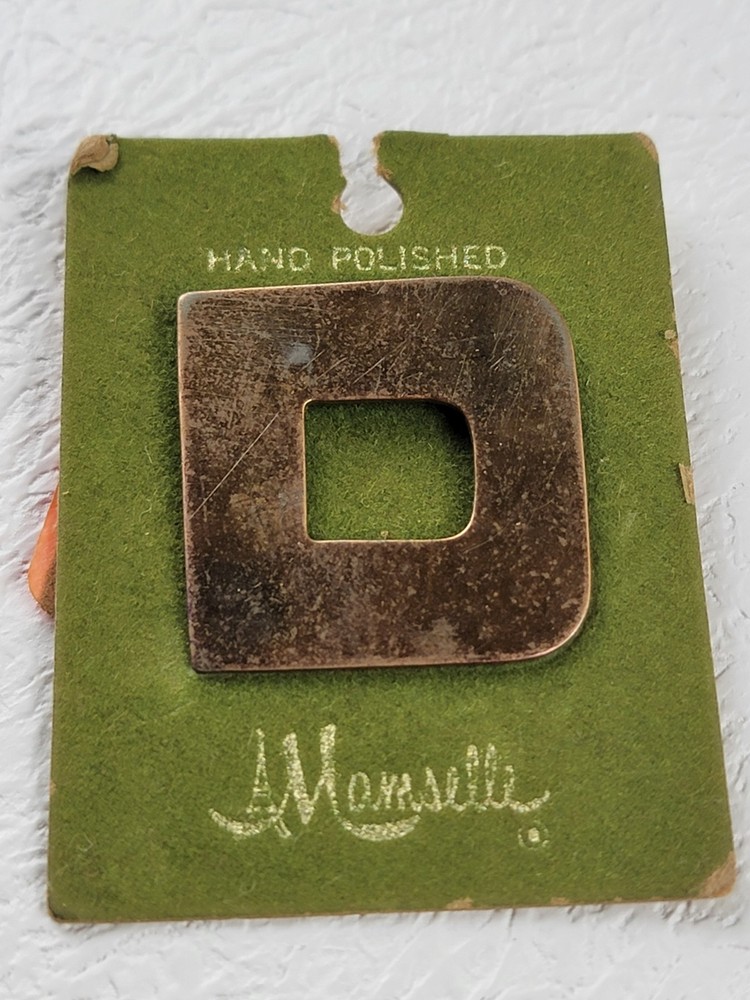Vintage Monet Gold Tone Square Brooch Pin 1.25” On Card Signed