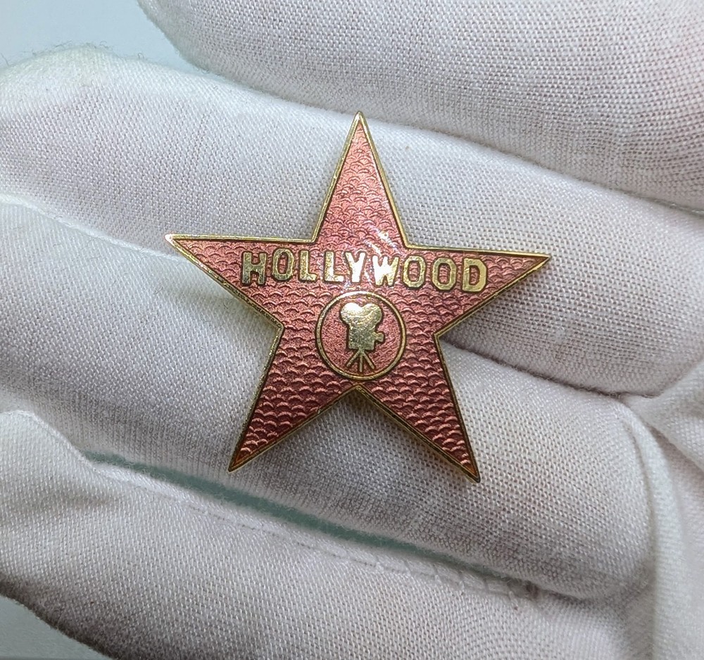 Vintage Hollywood Walk of Fame Star Movie Camera Souvenir Enamel Lapel Pin