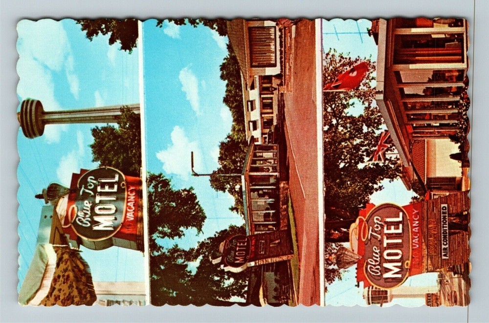 Niagara Falls ON-Ontario Canada, Blue Top Motel, Antique Vintage Postcard