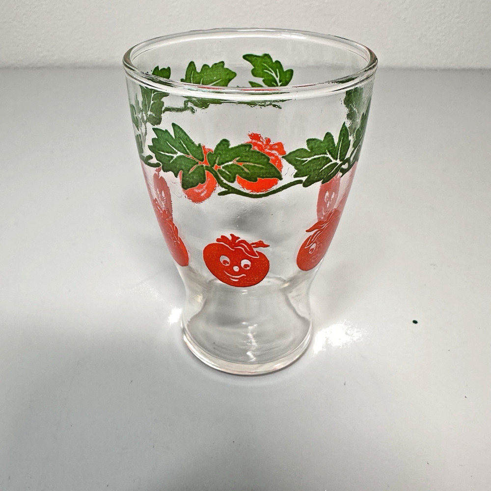 ANCHOR HOCKING VINTAGE 4 OZ.  Silly face  TOMATO JUICE GLASS MID CENTURY qty 1