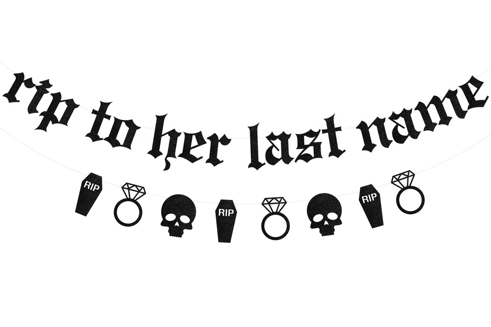 Gothic Bachelorette Party Decor Last Name Banner RIP Bridal Shower