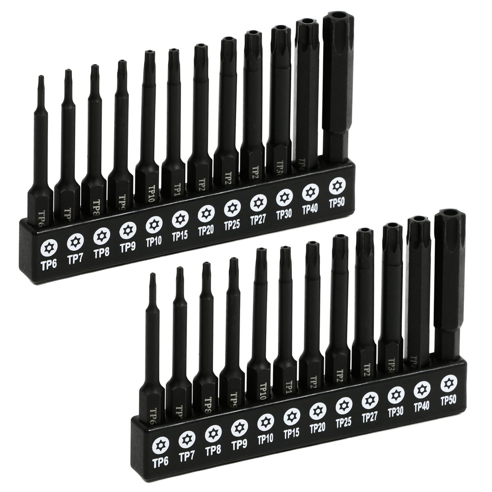 24-Piece Tamper Resistant Long Torx Bit Set – Industrial S2 Steel