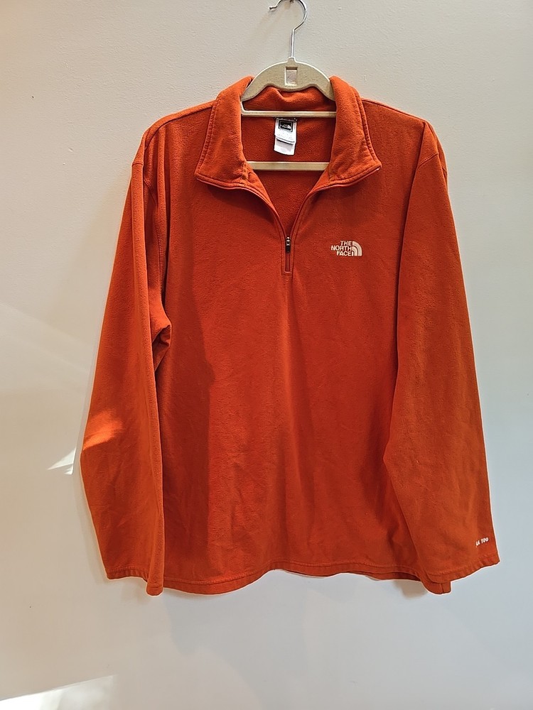 The North Face Sweater Mens Size XL Dark Orange Fleece Quarter Zip Sweatshirt **