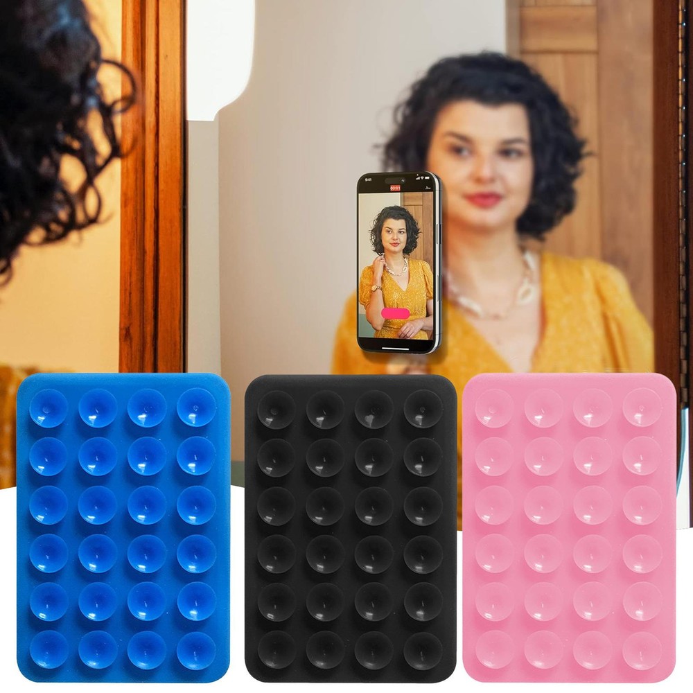 1pc Silicone Phone Suction Holder Back Cup Phone Case Shower Mounts Adhesive