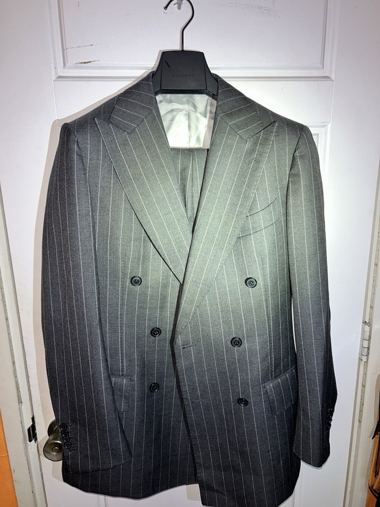 Suitsupply 36R Grey Pinstripe Double Breasted