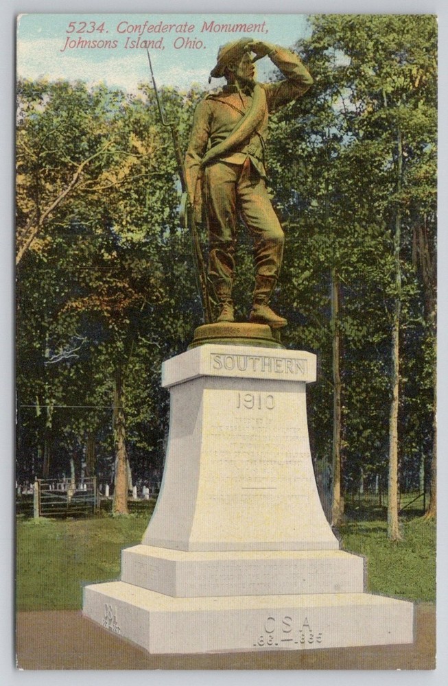1910s Confederate Monument Johnson's Island Ohio Civil War Postcard