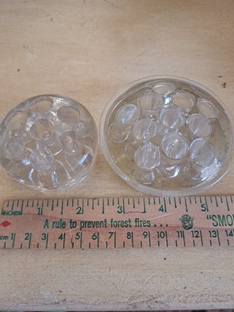 Vintage Clear Glass Floral Flower Frogs Lot of 2.