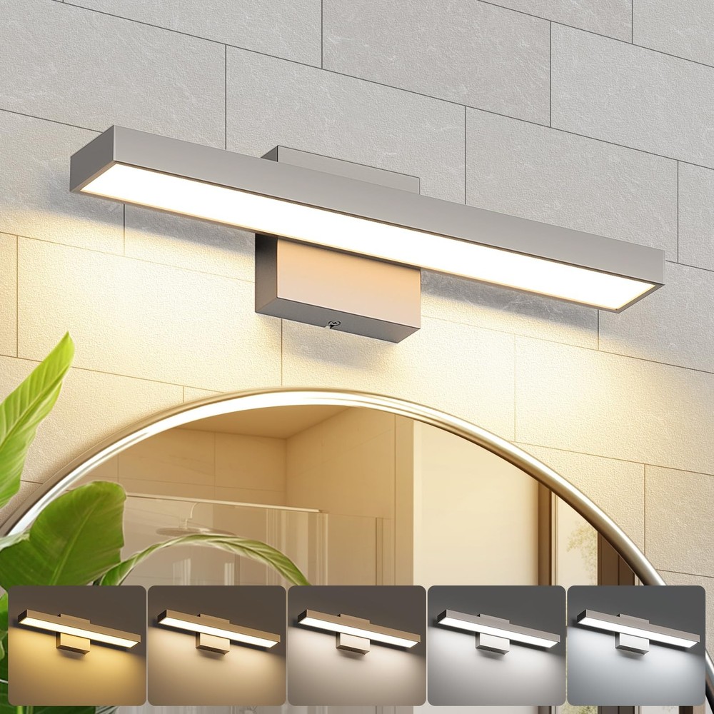 Brushed Nickel Vanity Light for Bathroom 5CCT Dimmable Modern Bathroom Lighti...